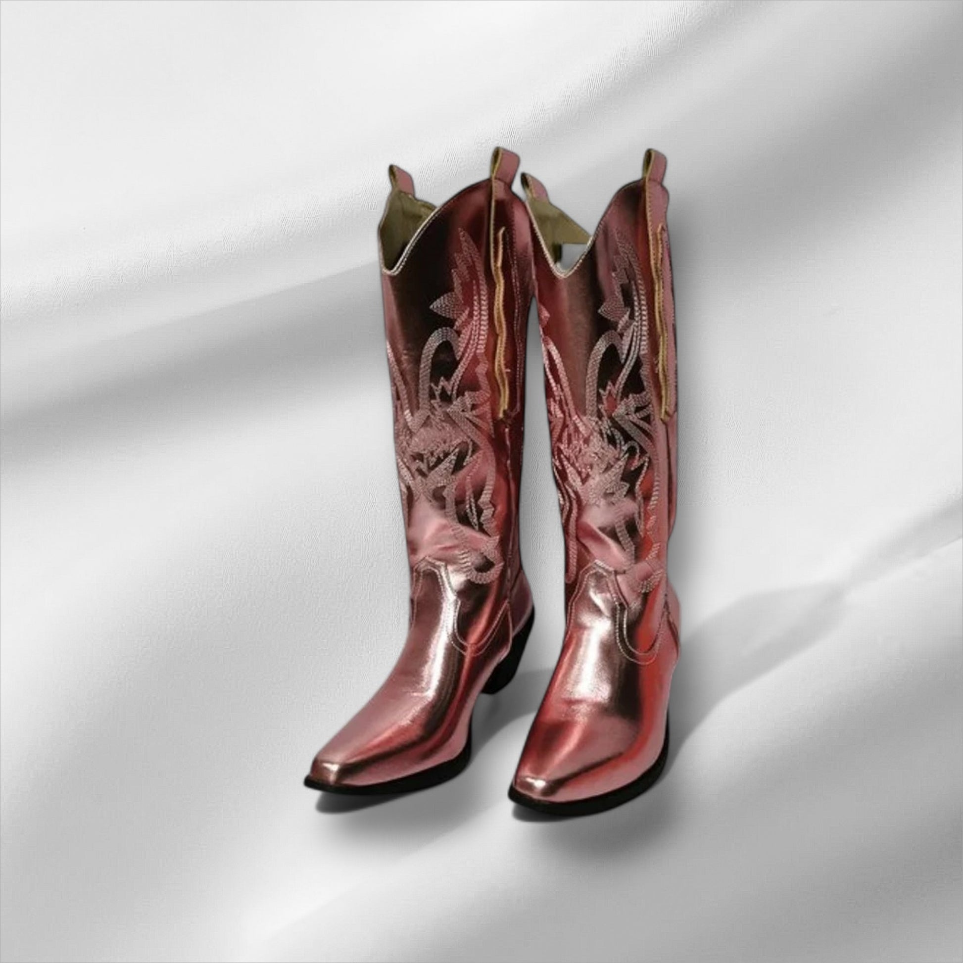 Rose Metallic Western Cowboy Boots
