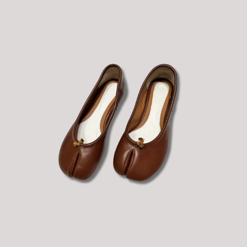 Handmade Brown Women Split Toe Tabi Ballet Flats