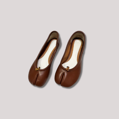 Handmade Brown Women Split Toe Tabi Ballet Flats