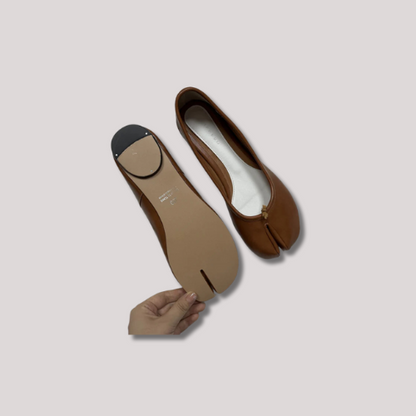 Handmade Brown Women Split Toe Tabi Ballet Flats