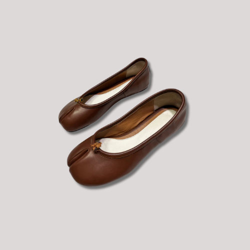 Handmade Brown Women Split Toe Tabi Ballet Flats