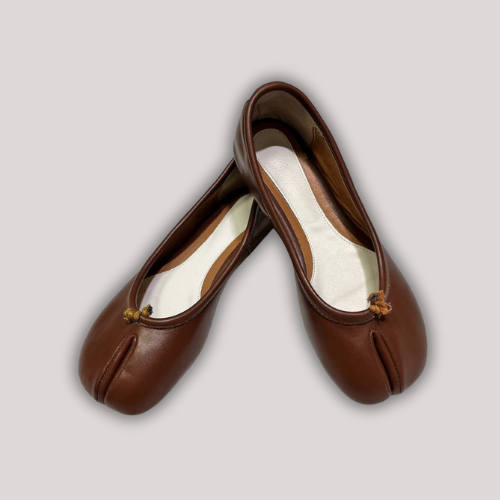 Handmade Brown Women Split Toe Tabi Ballet Flats