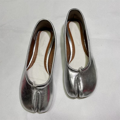 Vintage Women's Silver Tabi Split Toe Handmade Shoes