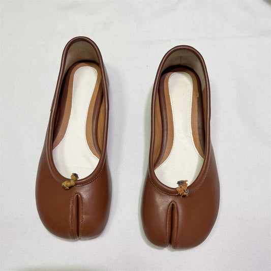 Women Handmade Leather Tabi Ballet Shoes