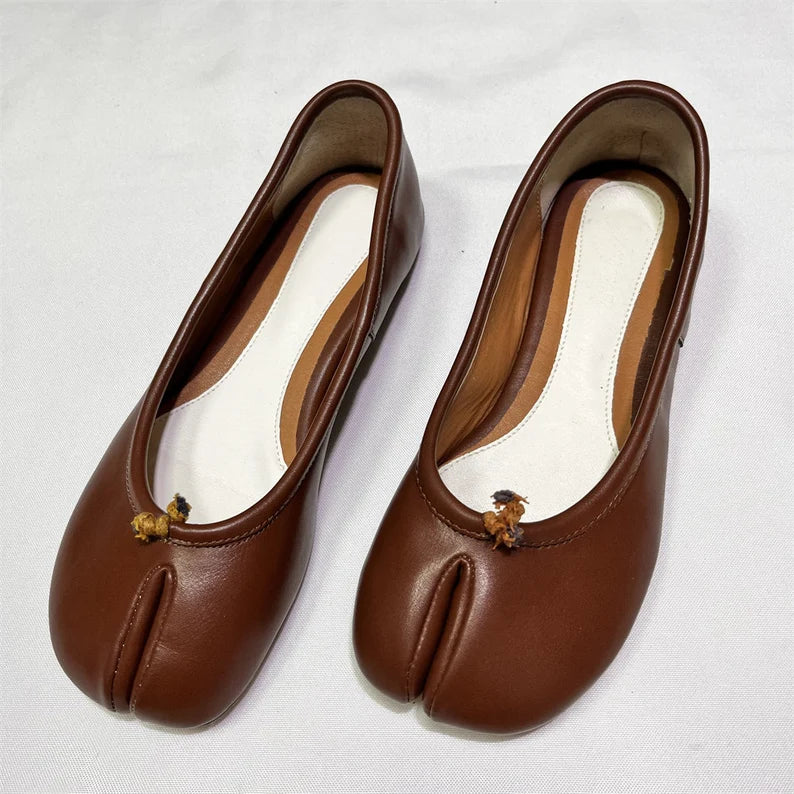 Women Handmade Leather Tabi Ballet Shoes