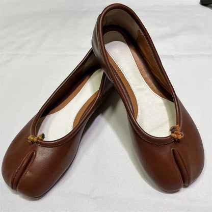 Women Handmade Leather Tabi Ballet Shoes