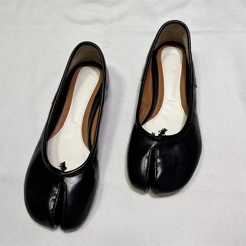 Handmade Tabi split-toe Flats, Leather Flats