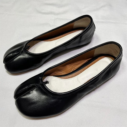 Women Handmade Leather Tabi Ballet Shoes