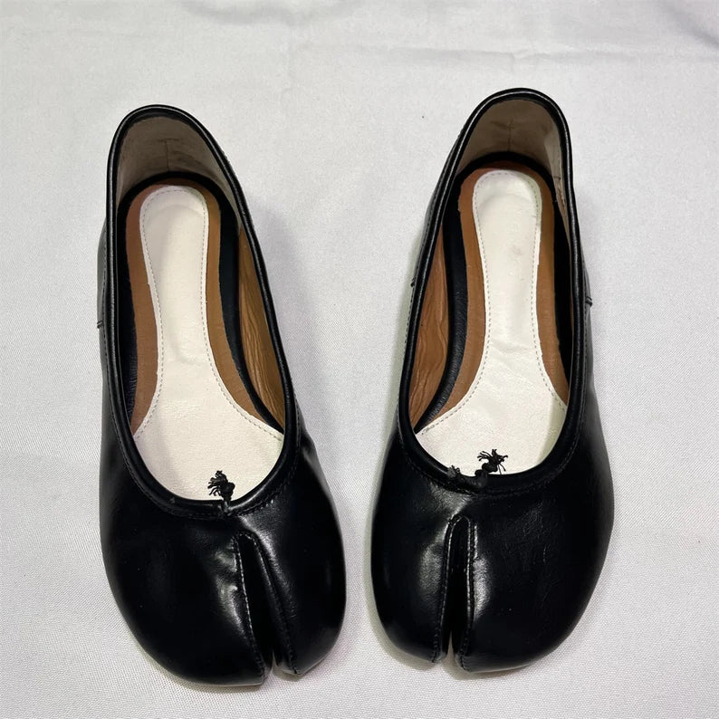 Women Handmade Leather Tabi Ballet Shoes