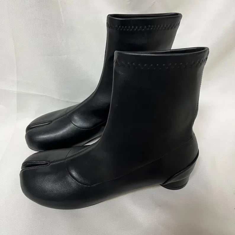 Split Toe Women's Ankle Boots | Winter Black Boots