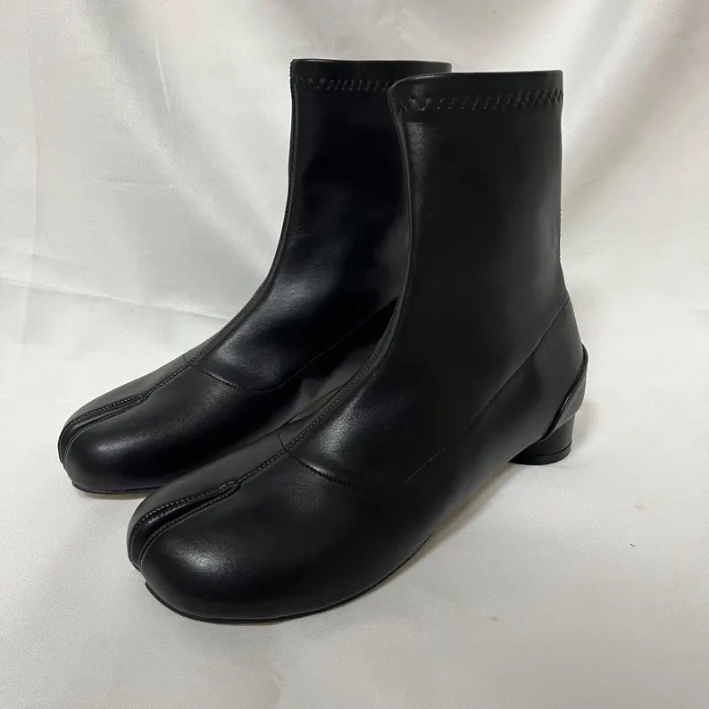 Split Toe Women's Ankle Boots | Winter Black Boots