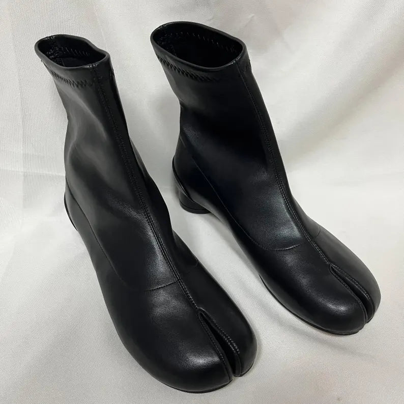 Split Toe Women's Ankle Boots | Winter Black Boots